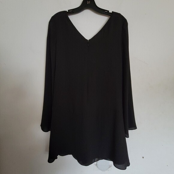 Cinq a Sept Black Cecil Knotted Crepe Flare Long Sleeve Mini Dress Size 2 - Picture 7 of 16